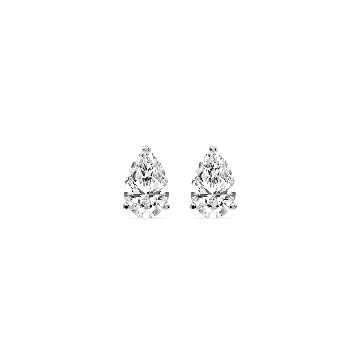 Pear Certified Lab Grown Diamond Three Prong Guardian Back Stud Earrings