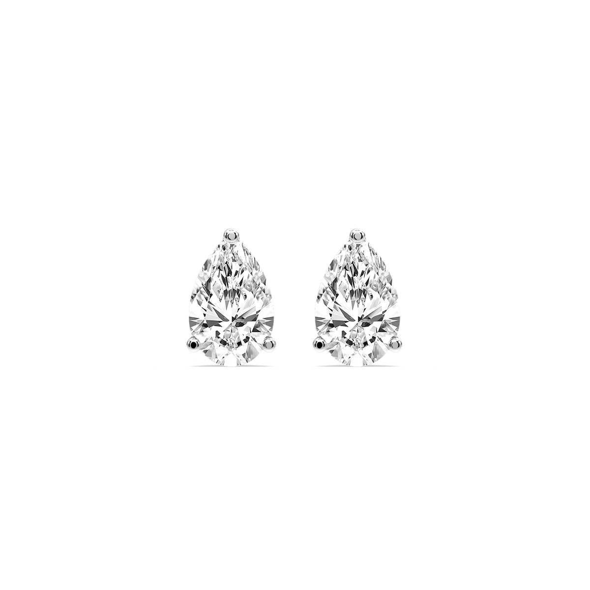 Pear Certified Lab Grown Diamond Three Prong Guardian Back Stud Earrings