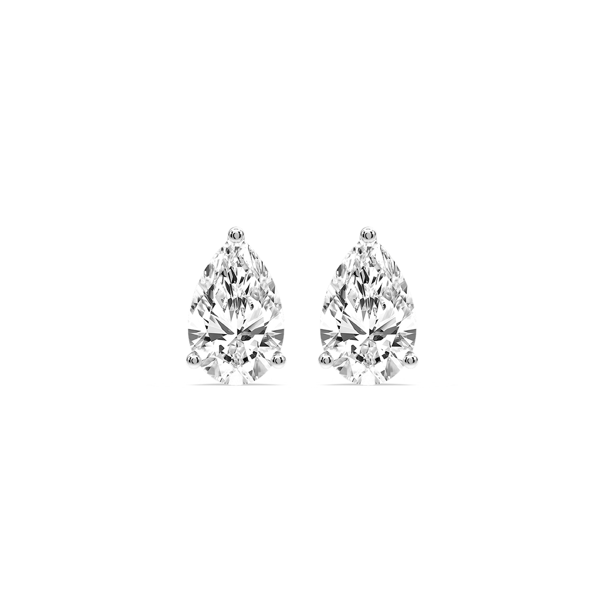 Pear Certified Lab Grown Diamond Three Prong Guardian Back Stud Earrings