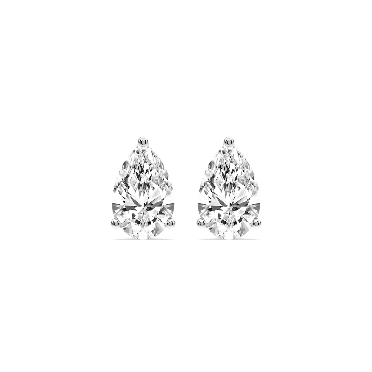 Pear Certified Lab Grown Diamond Three Prong Guardian Back Stud Earrings