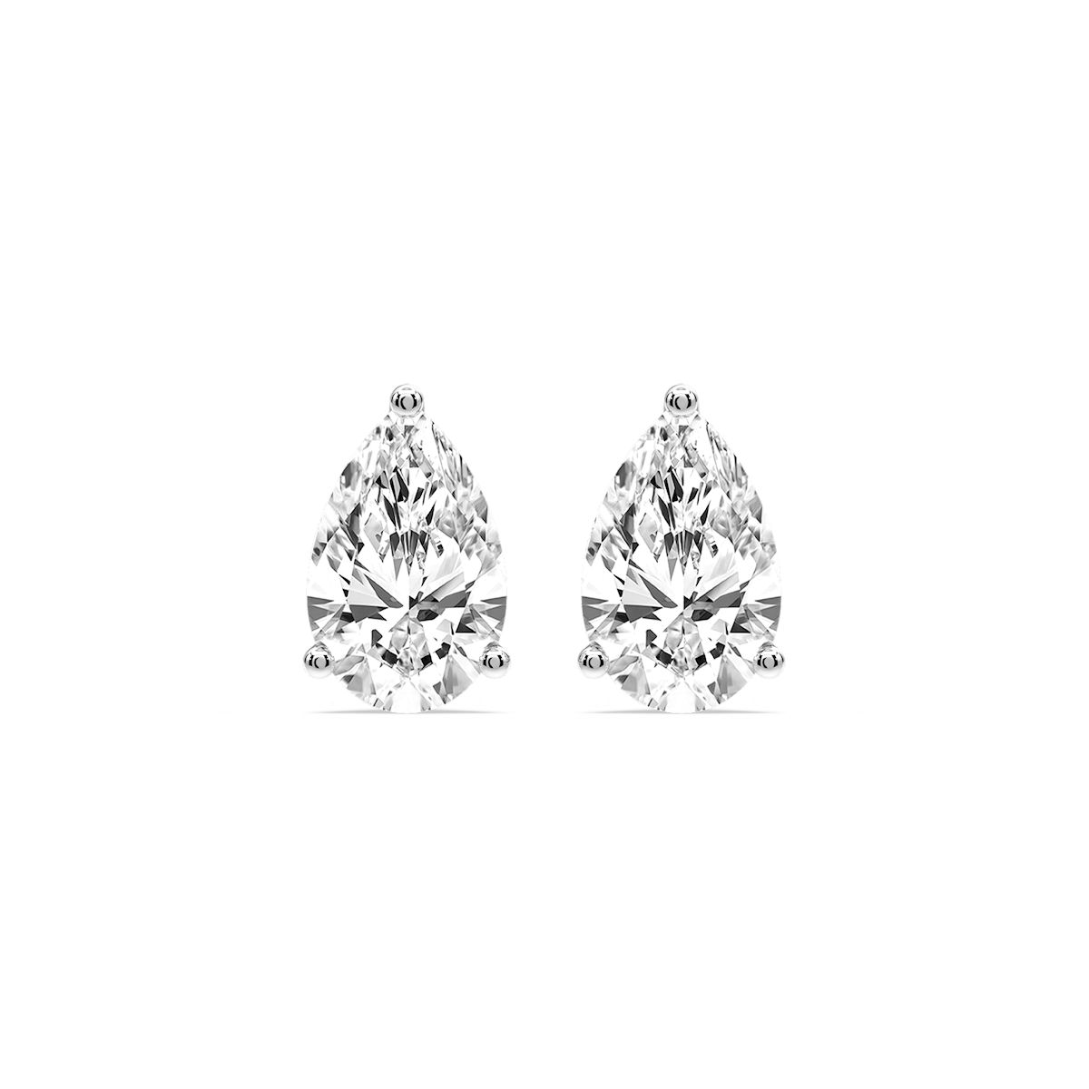 Pear Certified Lab Grown Diamond Three Prong Guardian Back Stud Earrings