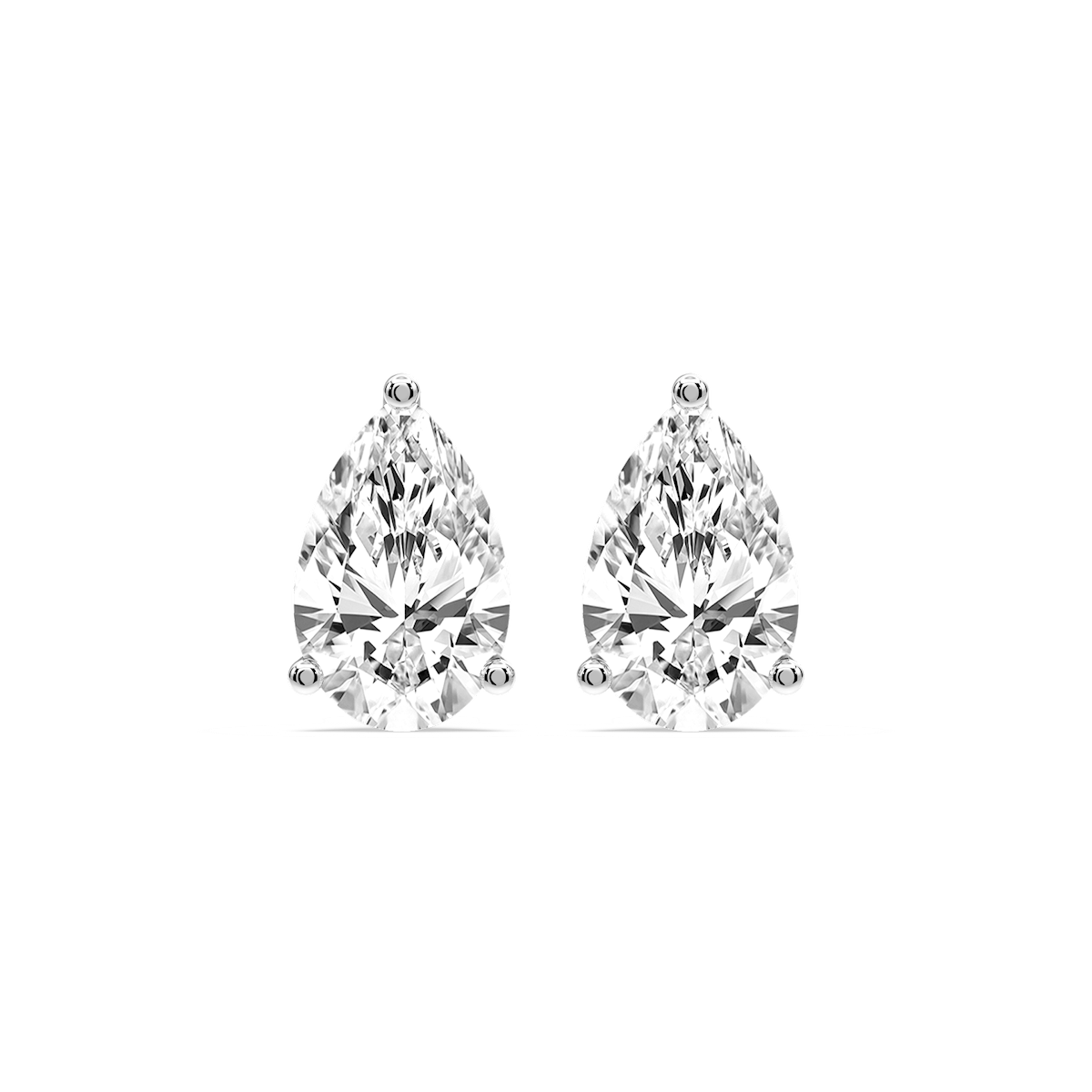 Pear Certified Lab Grown Diamond Three Prong Guardian Back Stud Earrings