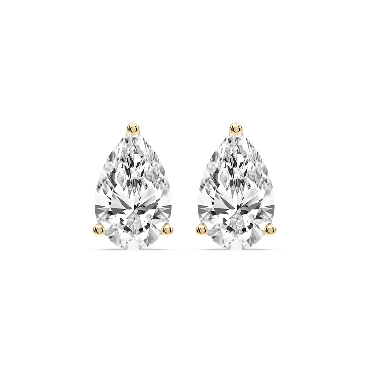 Pear Certified Lab Grown Diamond Three Prong Guardian Back Stud Earrings