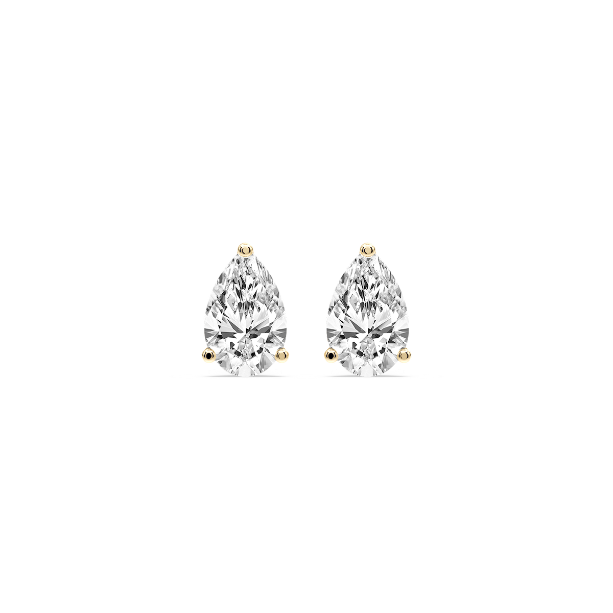 Pear Certified Lab Grown Diamond Three Prong Guardian Back Stud Earrings