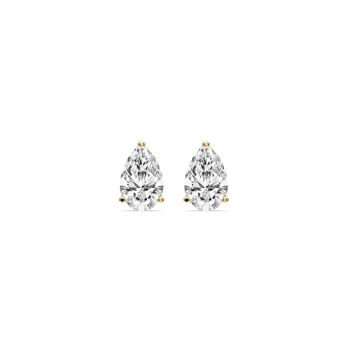 Pear Certified Lab Grown Diamond Three Prong Guardian Back Stud Earrings