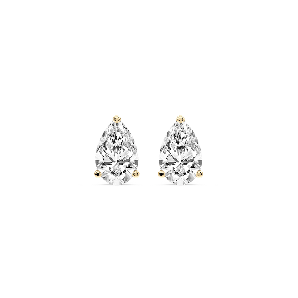 Pear Certified Lab Grown Diamond Three Prong Guardian Back Stud Earrings