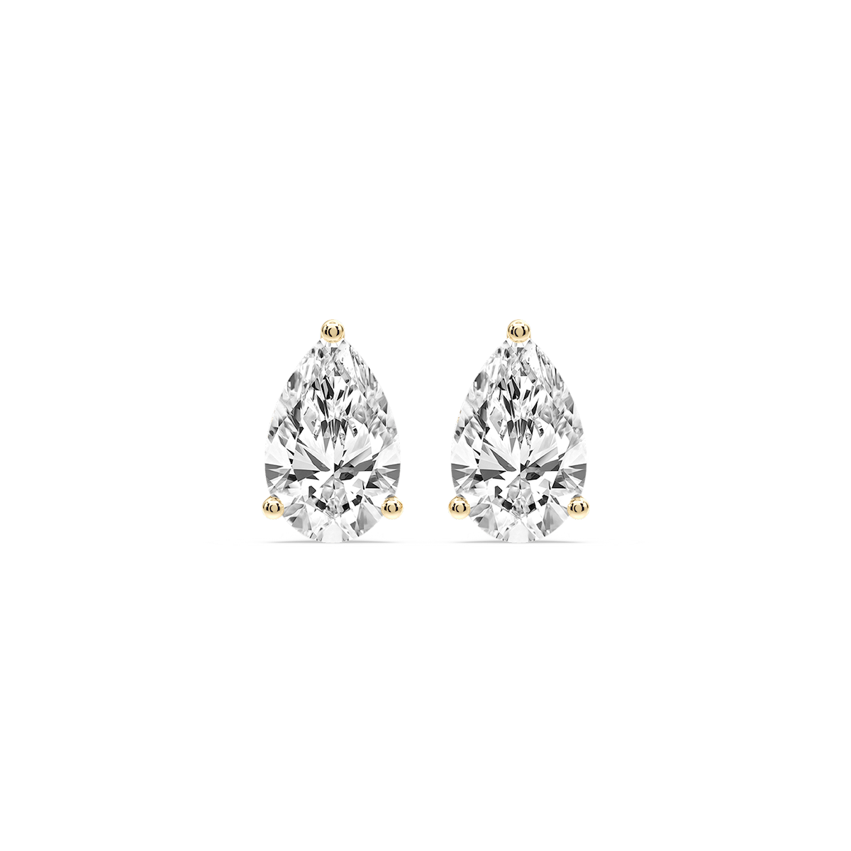 Pear Certified Lab Grown Diamond Three Prong Guardian Back Stud Earrings
