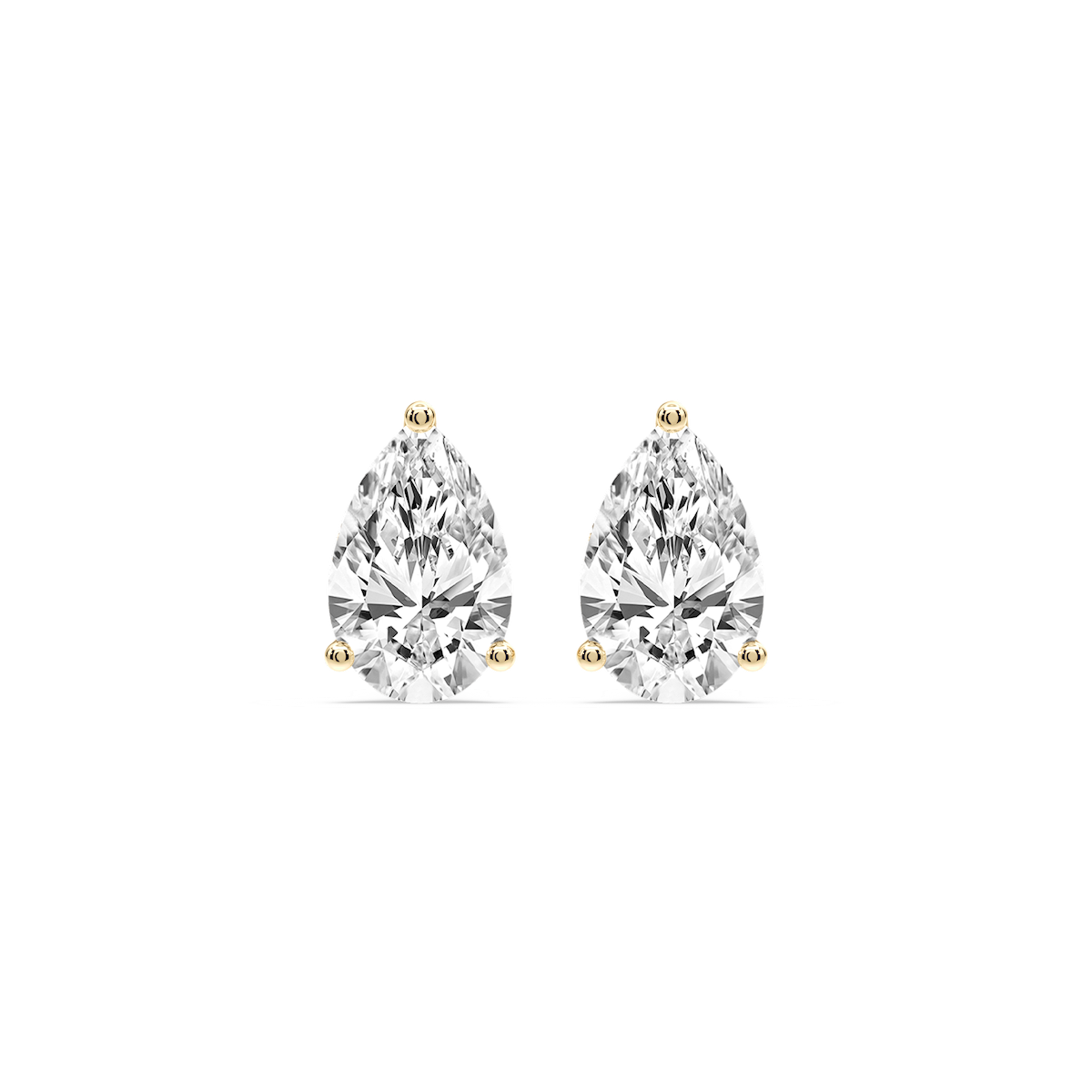 Pear Certified Lab Grown Diamond Three Prong Guardian Back Stud Earrings