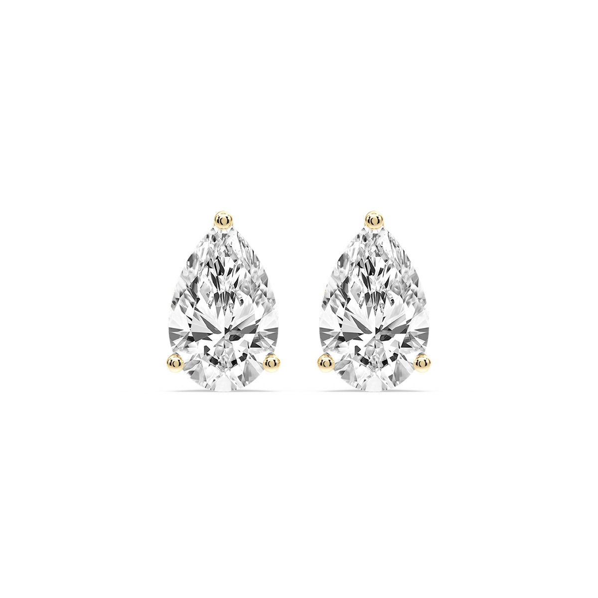 Pear Certified Lab Grown Diamond Three Prong Guardian Back Stud Earrings