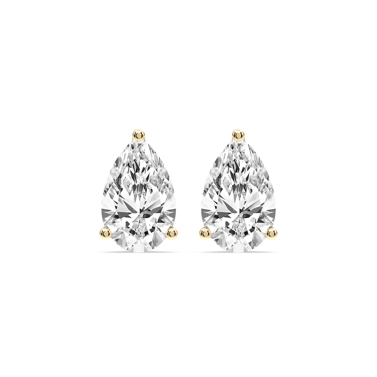 Pear Certified Lab Grown Diamond Three Prong Guardian Back Stud Earrings
