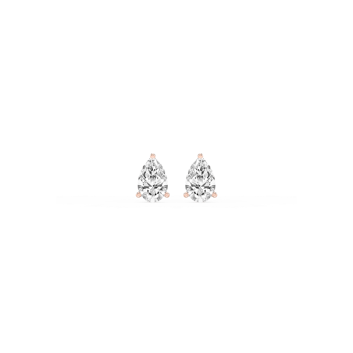 Pear Lab Grown Diamond Classic Three Prong Martini Stud Earrings