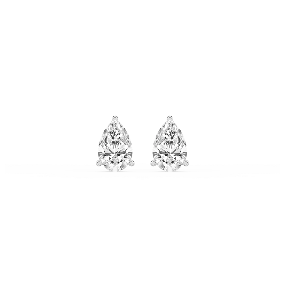 Pear Lab Grown Diamond Classic Three Prong Martini Stud Earrings