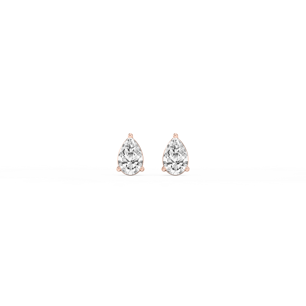 Pear Certified Lab Grown Diamond Three Prong Basket Threaded Stud Earrings