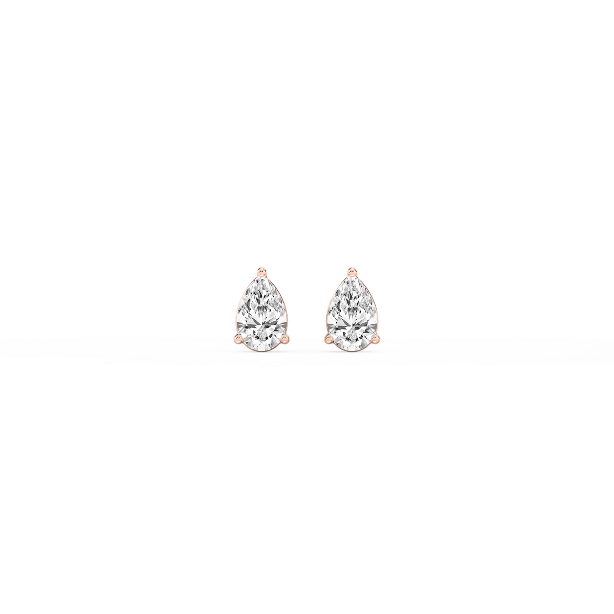Pear Lab Grown Diamond Three Prong Basket Threaded Stud Earrings