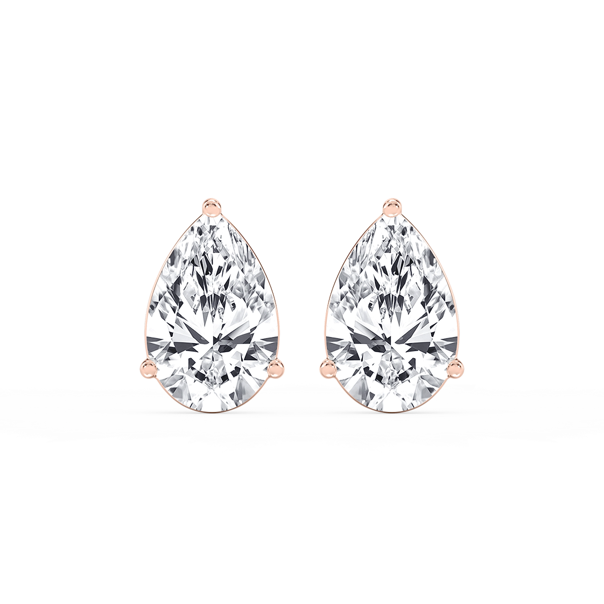 Pear Lab Grown Diamond Three Prong Basket Threaded Stud Earrings