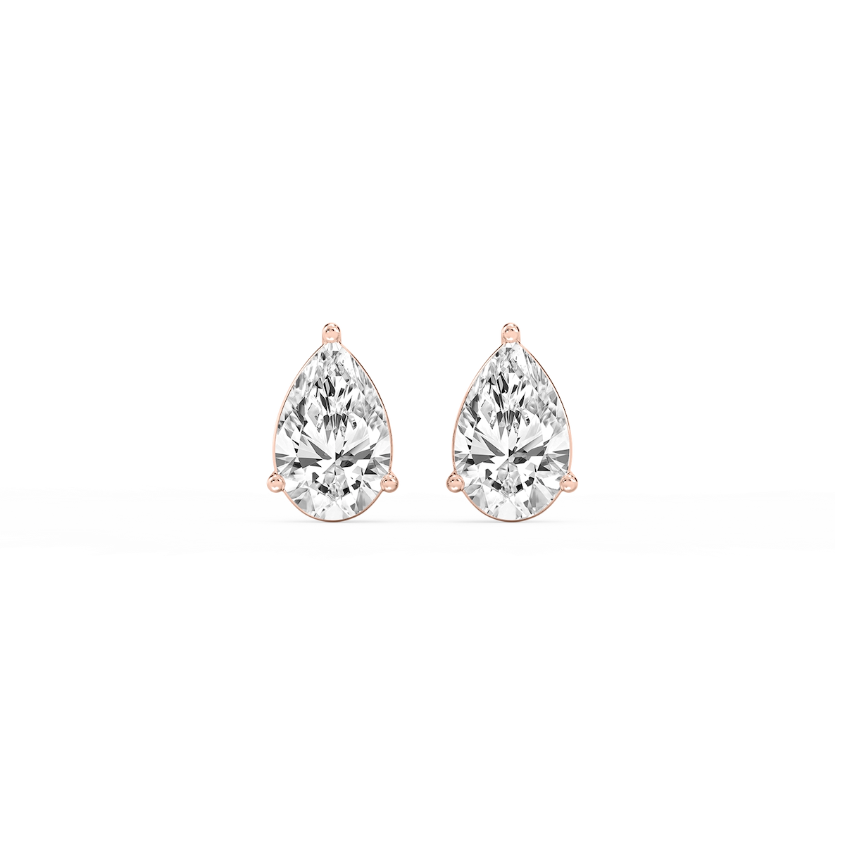 Pear Lab Grown Diamond Three Prong Basket Threaded Stud Earrings