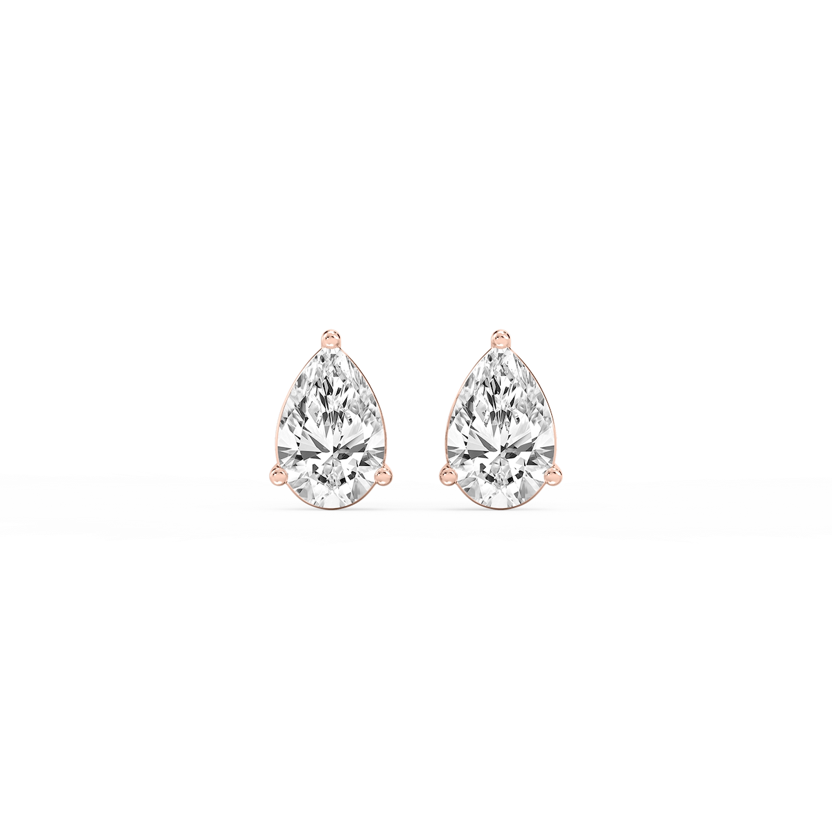 Pear Lab Grown Diamond Three Prong Basket Threaded Stud Earrings