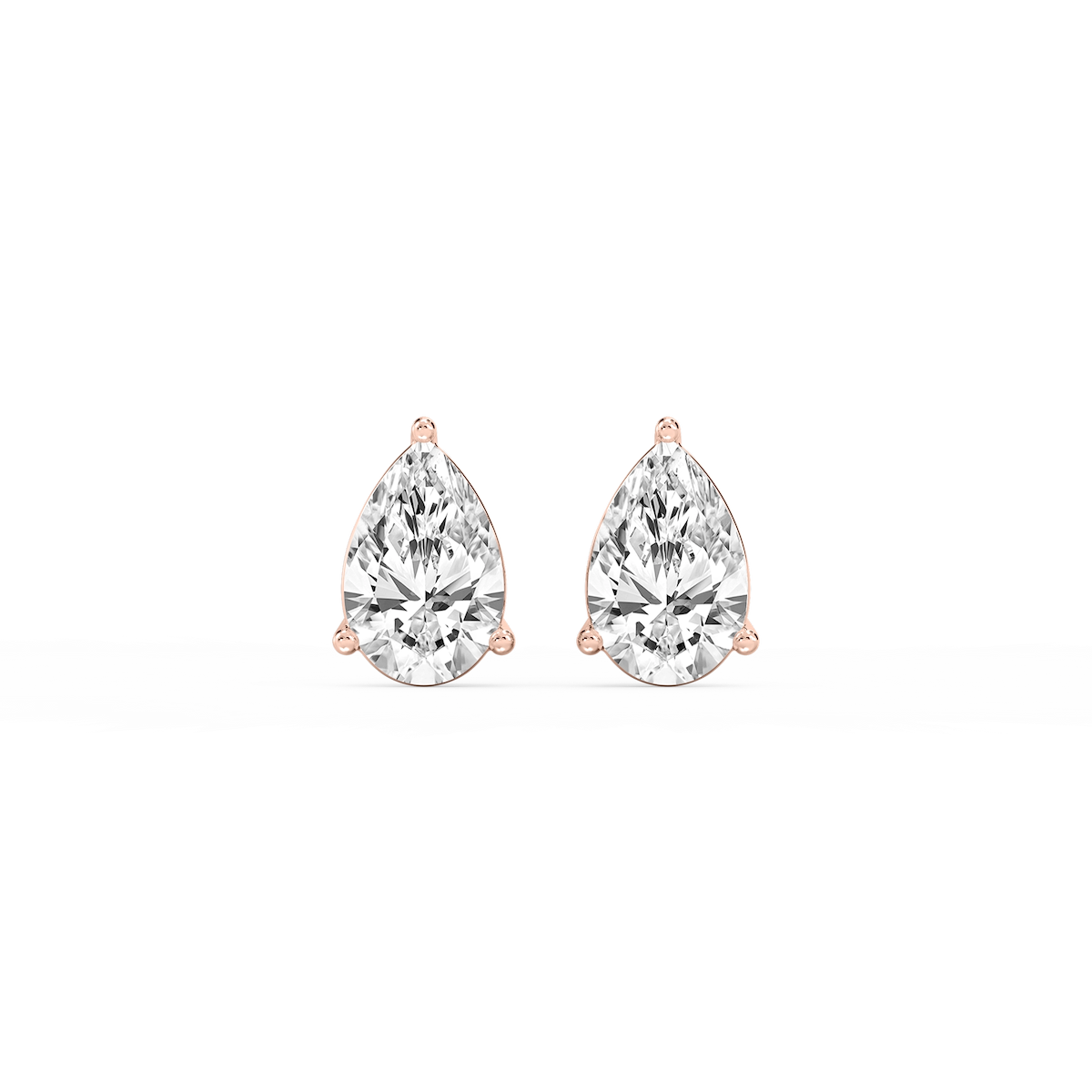 Pear Lab Grown Diamond Three Prong Basket Threaded Stud Earrings