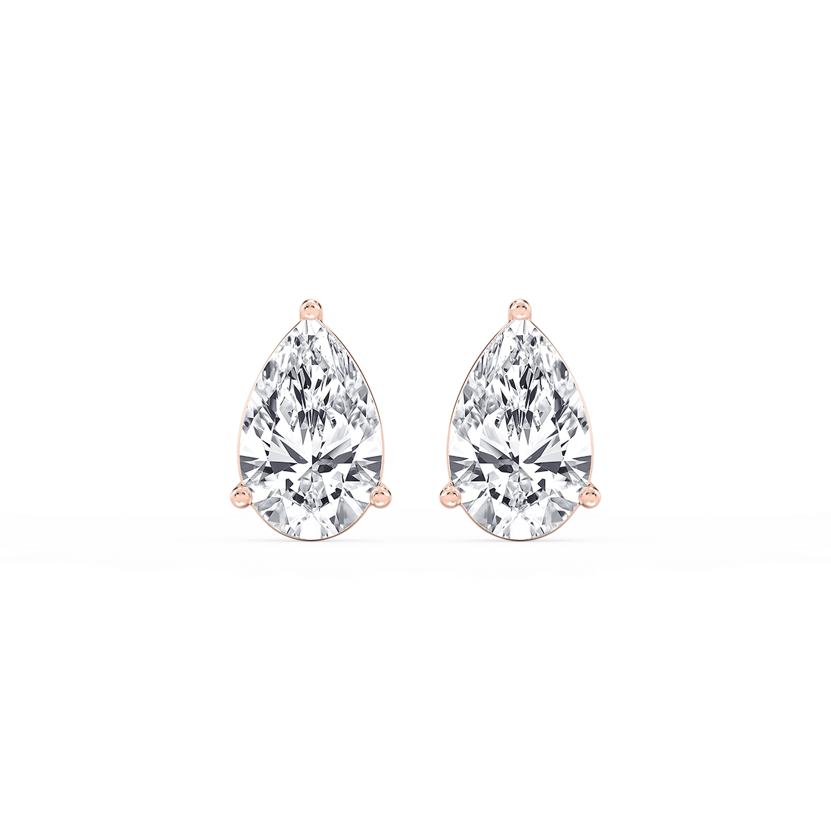 Pear Lab Grown Diamond Three Prong Basket Threaded Stud Earrings
