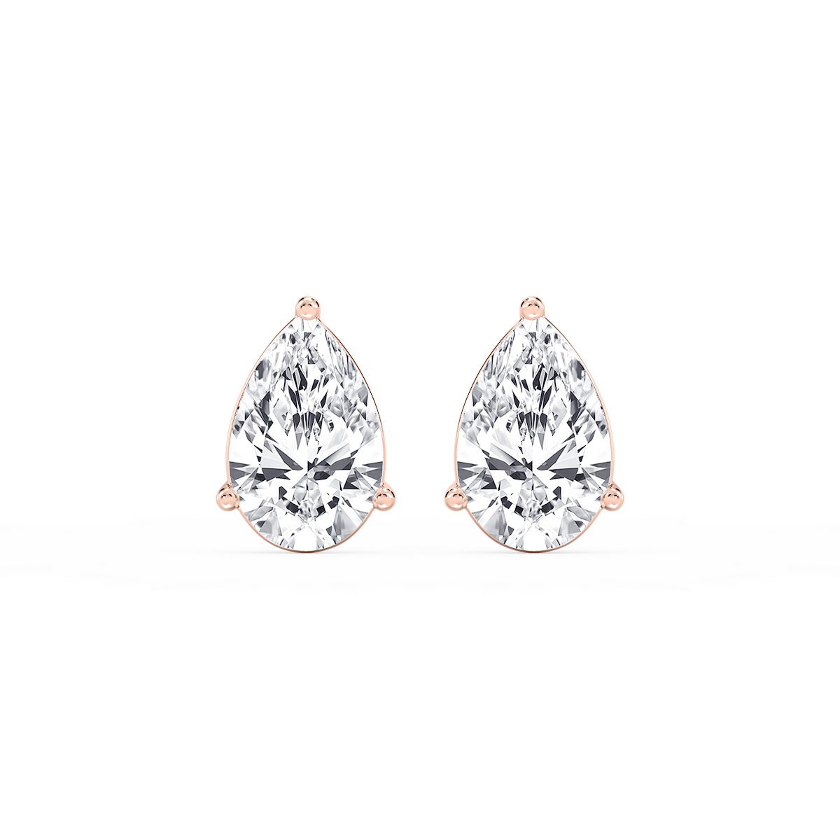 Pear Lab Grown Diamond Three Prong Basket Threaded Stud Earrings