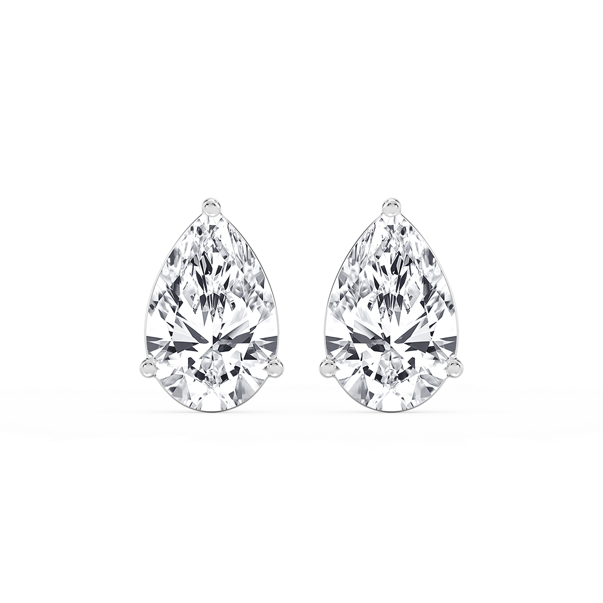 Pear Lab Grown Diamond Three Prong Basket Threaded Stud Earrings