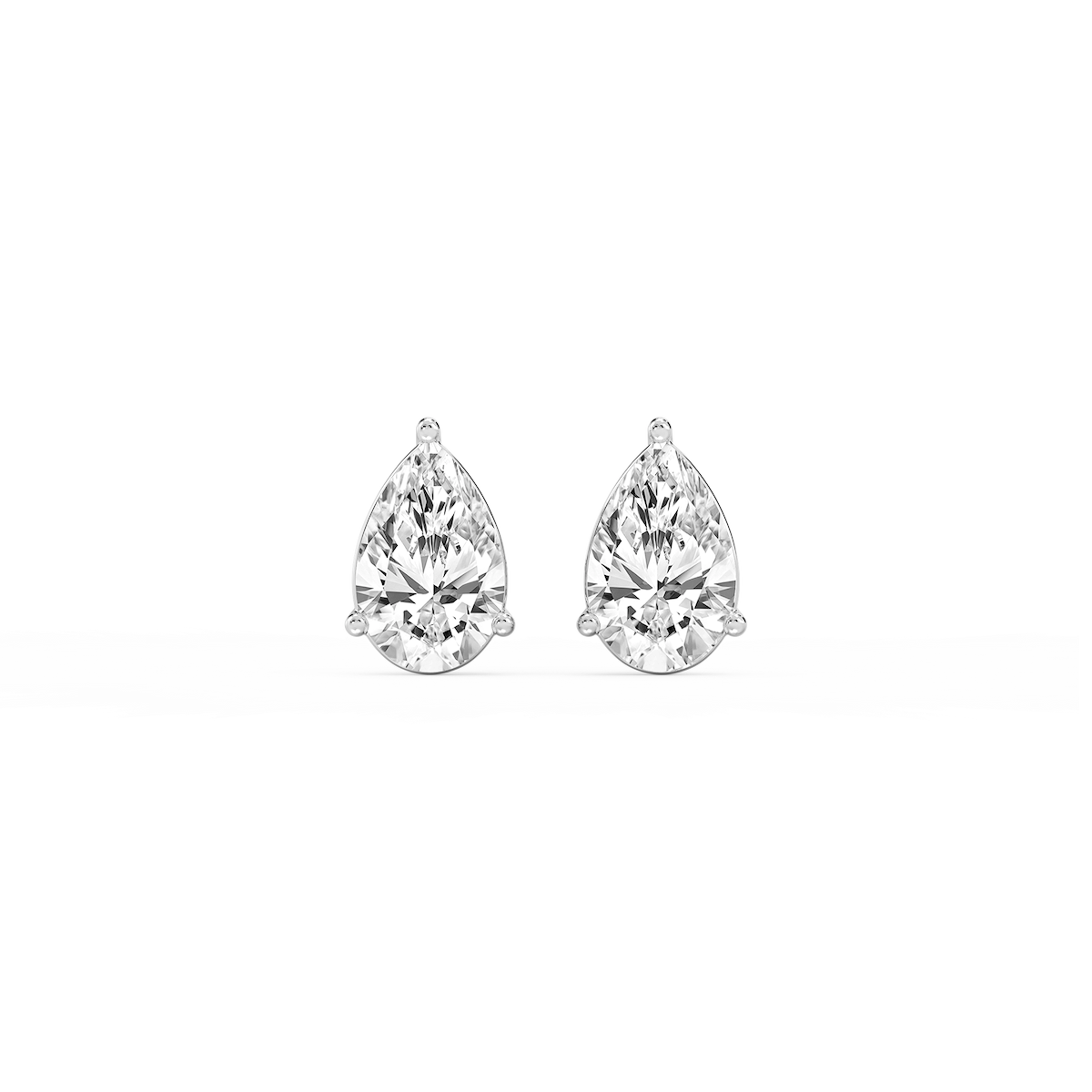 Pear Lab Grown Diamond Three Prong Basket Threaded Stud Earrings