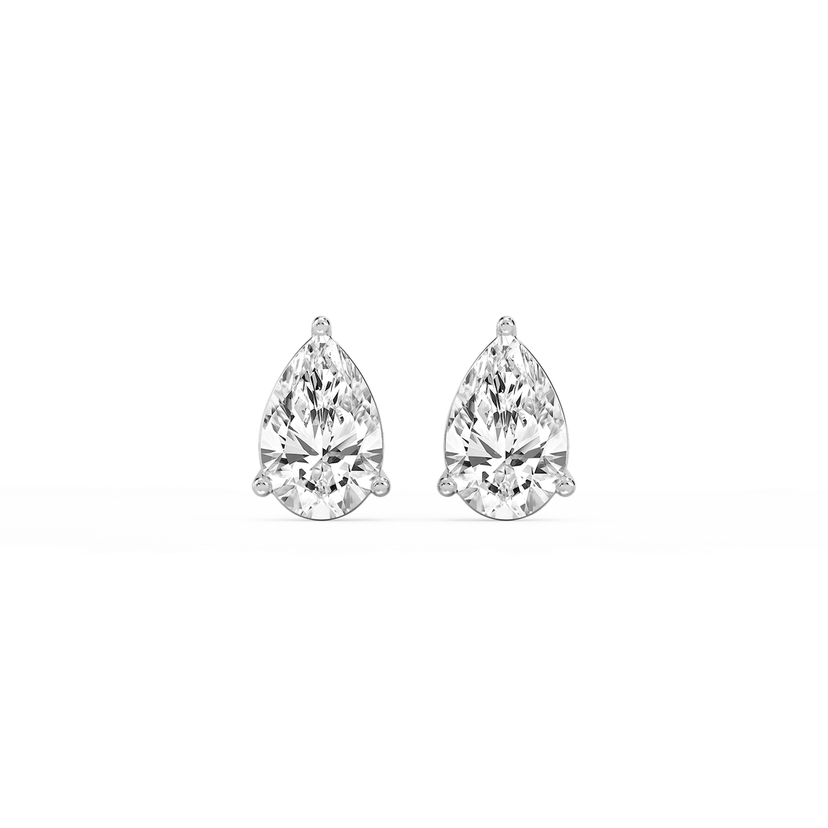 Pear Lab Grown Diamond Three Prong Basket Threaded Stud Earrings