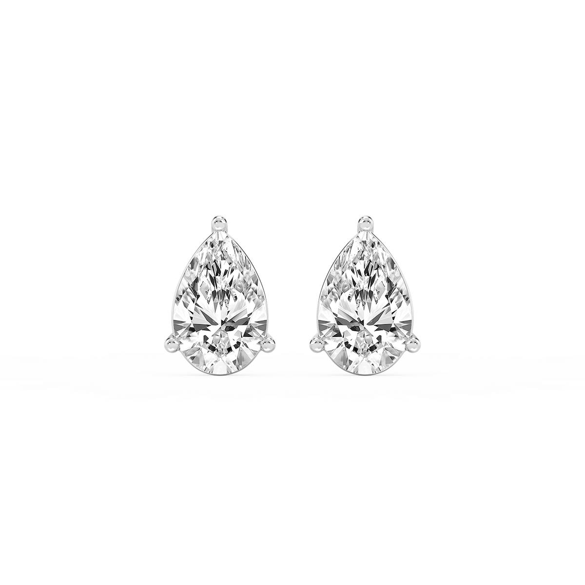 Pear Lab Grown Diamond Three Prong Basket Threaded Stud Earrings