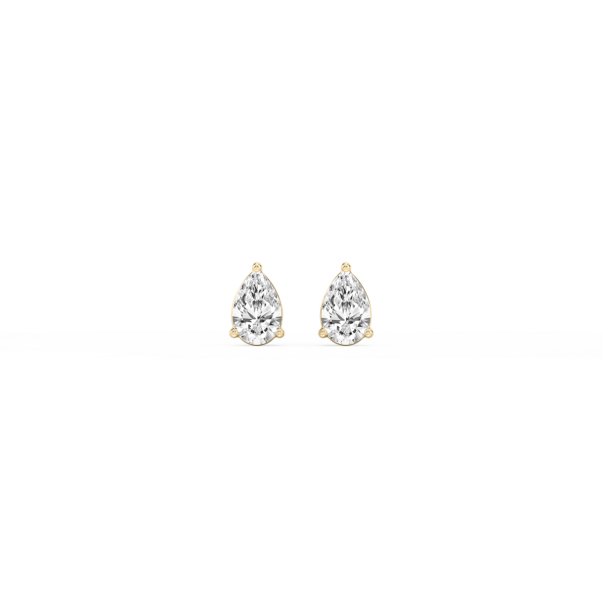 Pear Lab Grown Diamond Three Prong Basket Threaded Stud Earrings