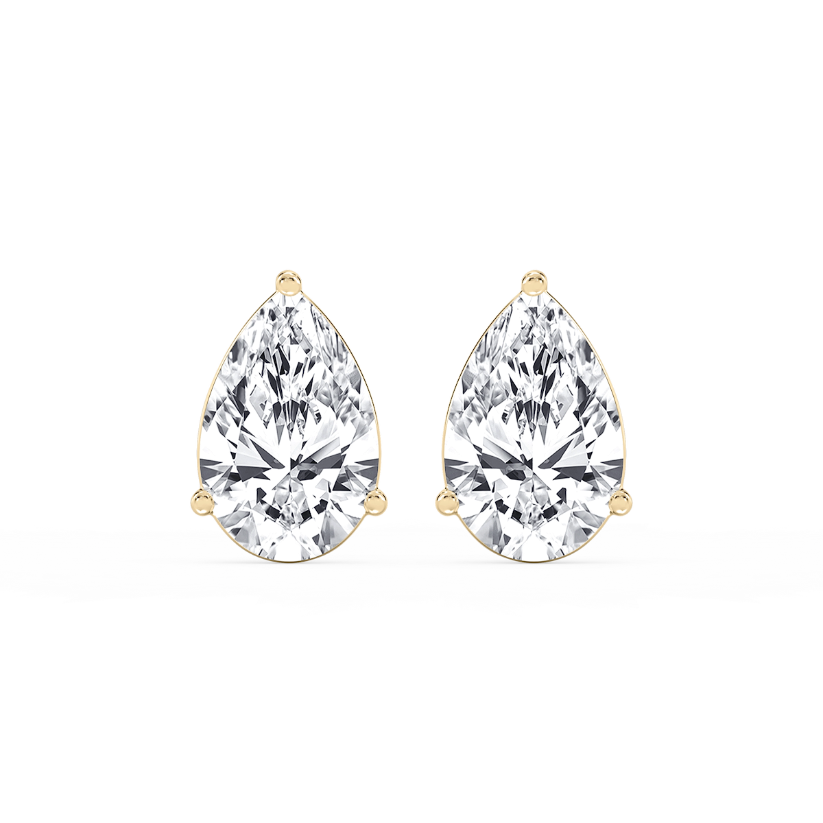 Pear Lab Grown Diamond Three Prong Basket Threaded Stud Earrings