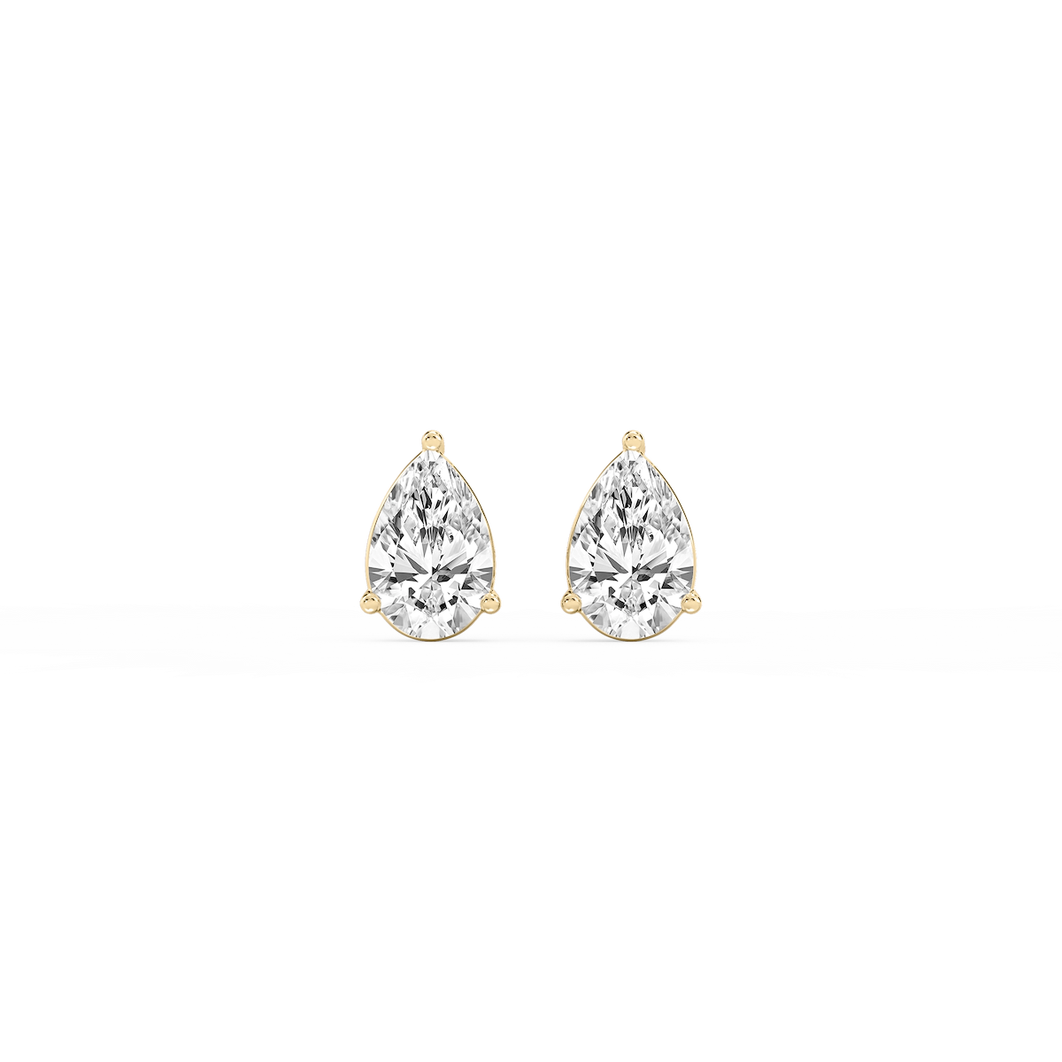 Pear Lab Grown Diamond Three Prong Basket Threaded Stud Earrings