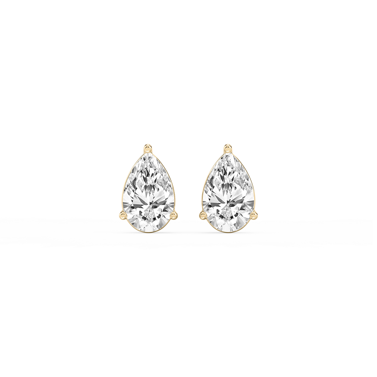 Pear Lab Grown Diamond Three Prong Basket Threaded Stud Earrings