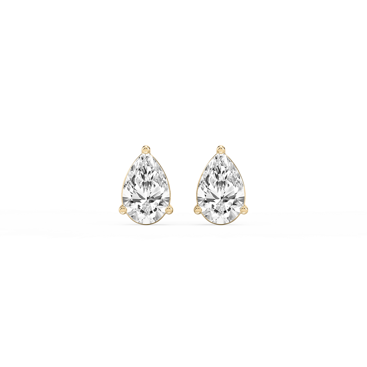 Pear Lab Grown Diamond Three Prong Basket Threaded Stud Earrings