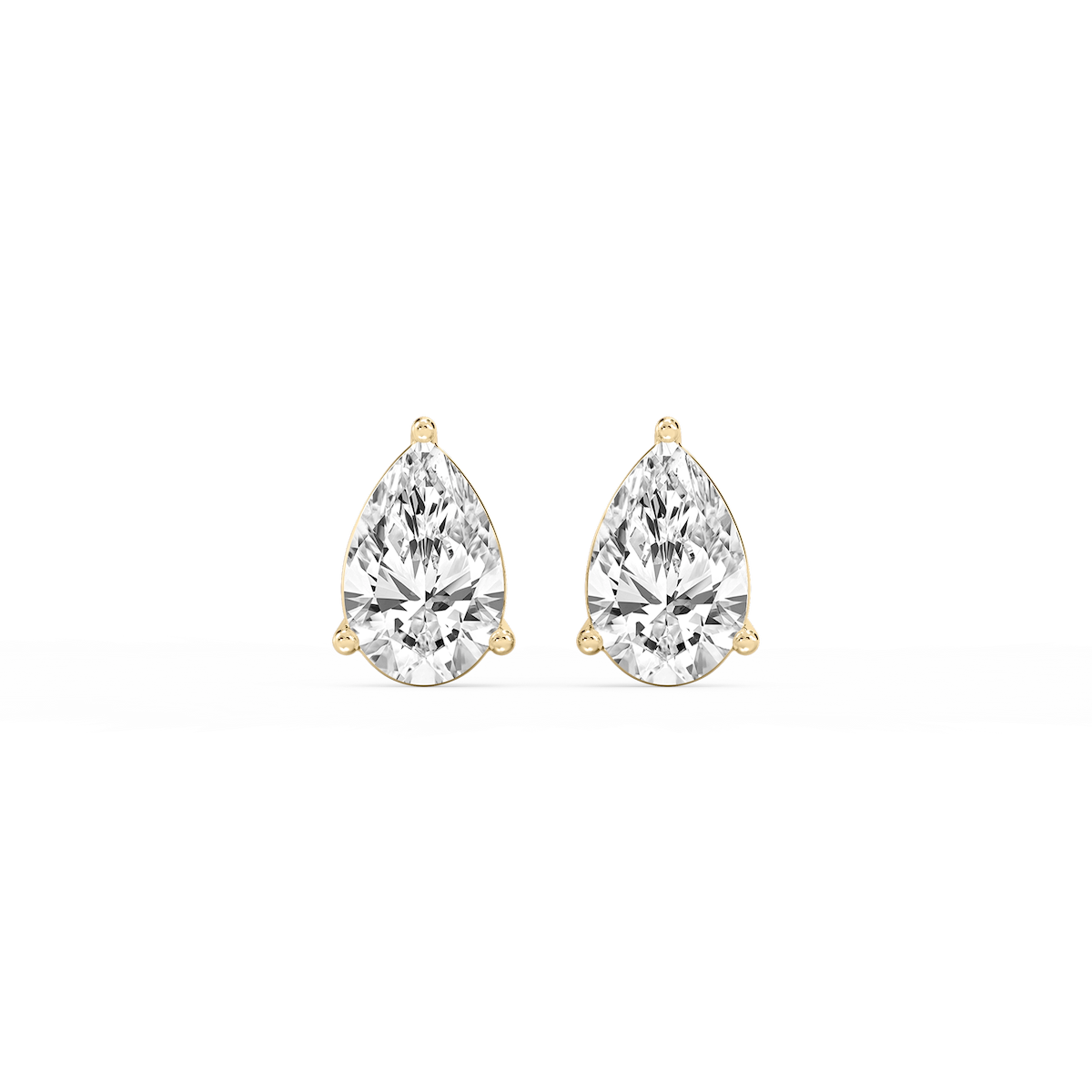 Pear Lab Grown Diamond Three Prong Basket Threaded Stud Earrings