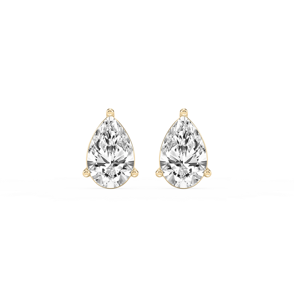 Pear Lab Grown Diamond Three Prong Basket Threaded Stud Earrings