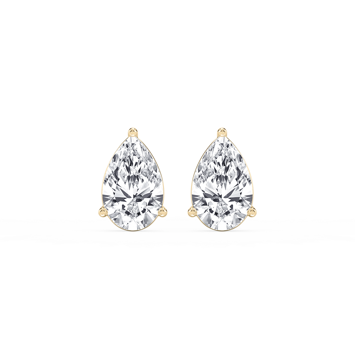 Pear Lab Grown Diamond Three Prong Basket Threaded Stud Earrings