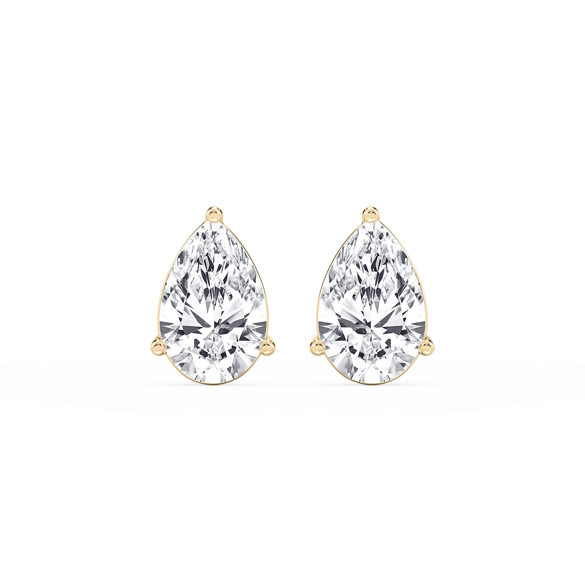 Pear Lab Grown Diamond Three Prong Basket Threaded Stud Earrings