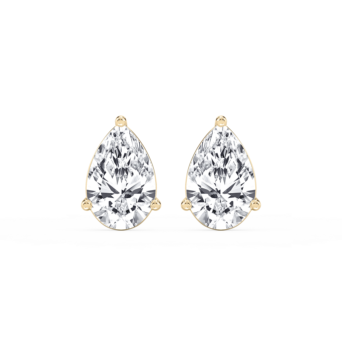 Pear Lab Grown Diamond Three Prong Basket Threaded Stud Earrings