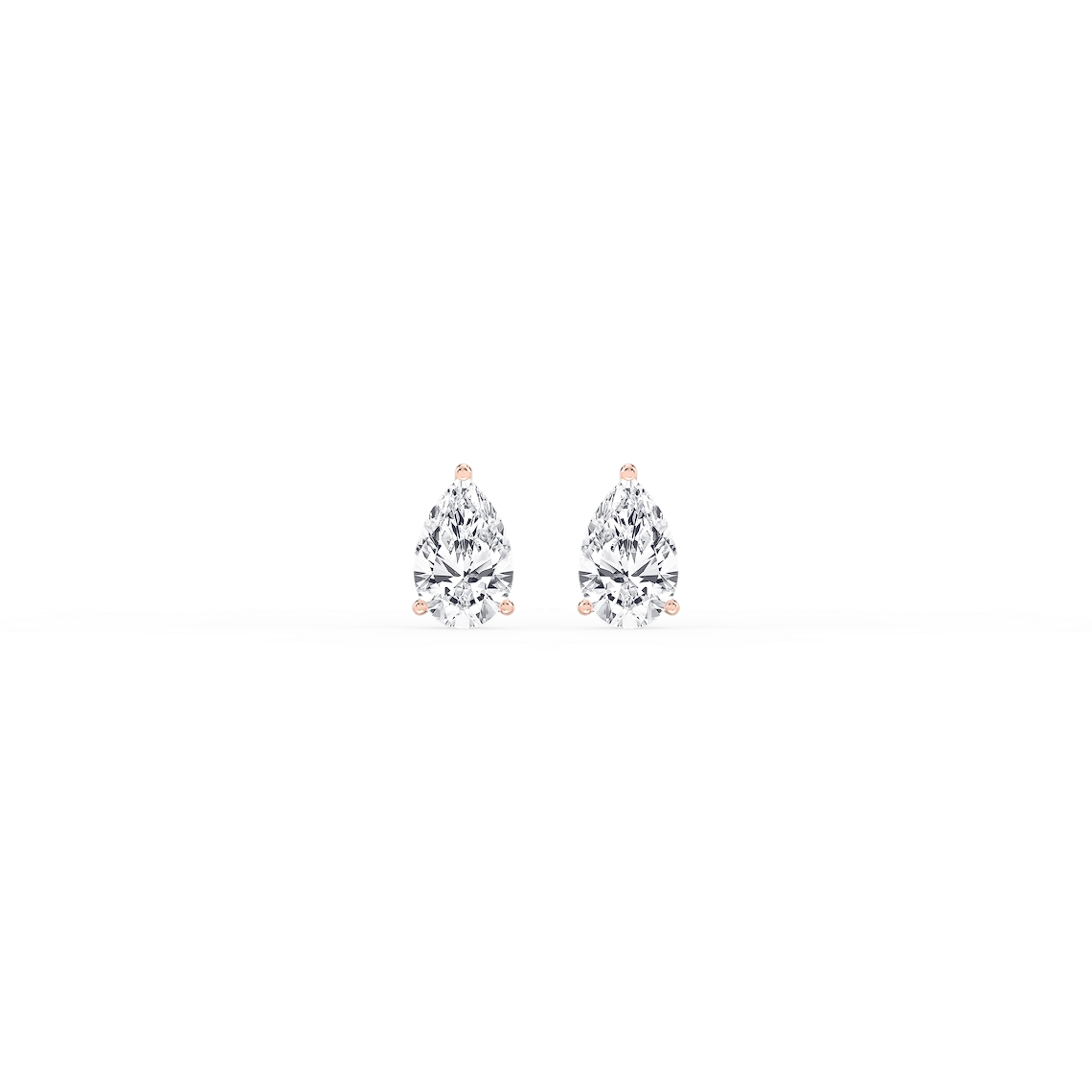 Pear Lab Grown Diamond Classic Three Prong Martini Threaded Back Stud Earrings