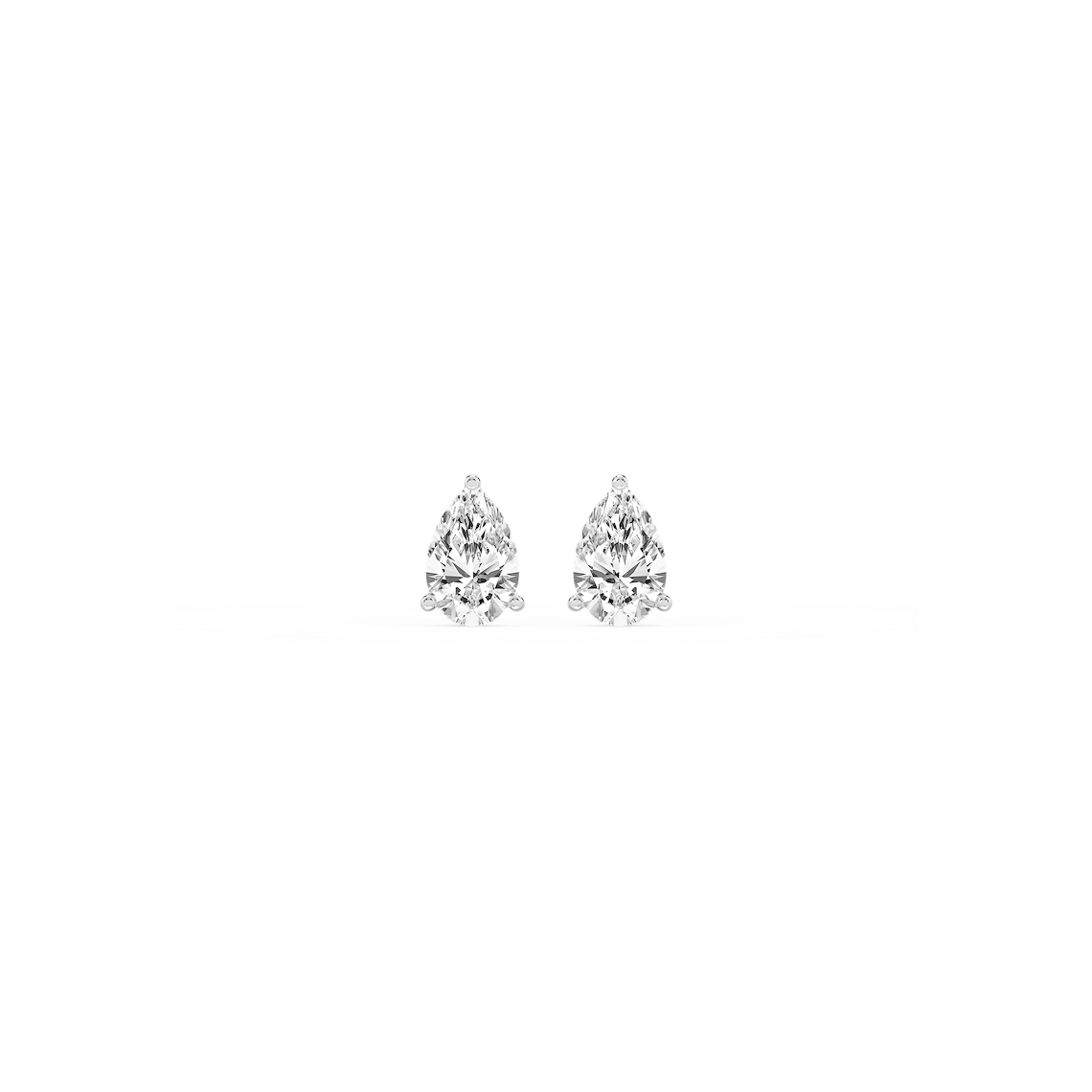 Pear Lab Grown Diamond Classic Three Prong Martini Threaded Back Stud Earrings