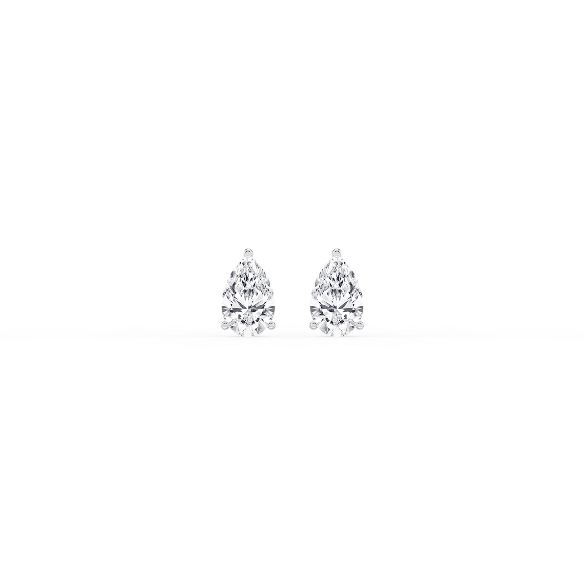 Pear Lab Grown Diamond Classic Three Prong Martini Threaded Back Stud Earrings