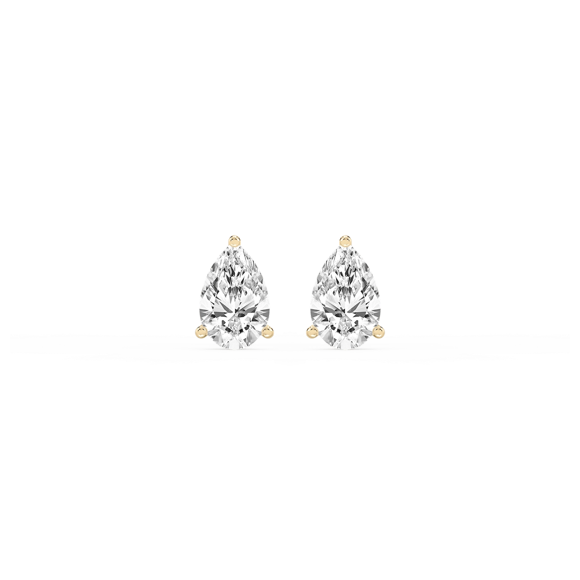Pear Lab Grown Diamond Classic Three Prong Martini Threaded Back Stud Earrings
