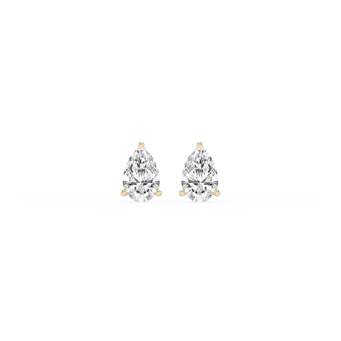 Pear Lab Grown Diamond Classic Three Prong Martini Threaded Back Stud Earrings