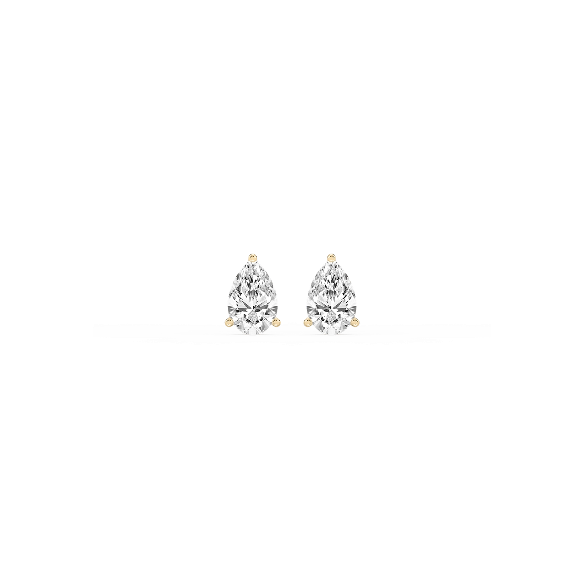 Pear Lab Grown Diamond Classic Three Prong Martini Threaded Back Stud Earrings