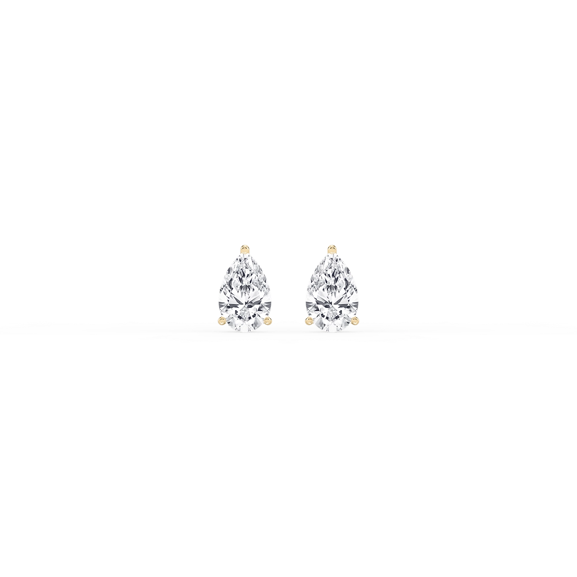 Pear Lab Grown Diamond Classic Three Prong Martini Threaded Back Stud Earrings