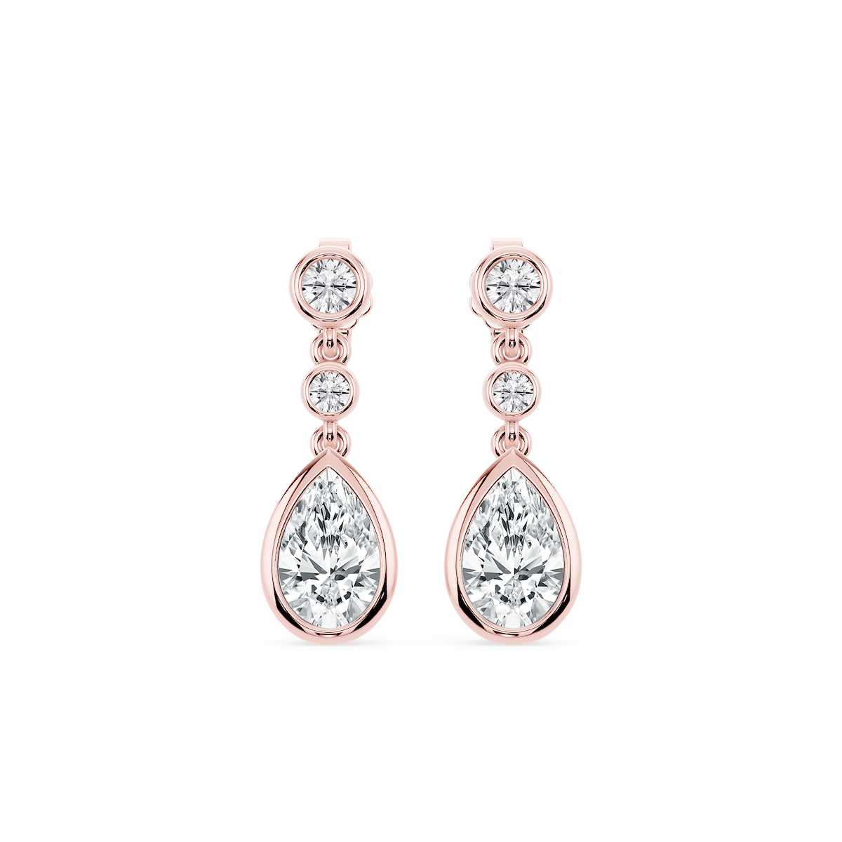 2 ¼ ctw Pear Lab Grown Diamond Three Stone Drop Earrings