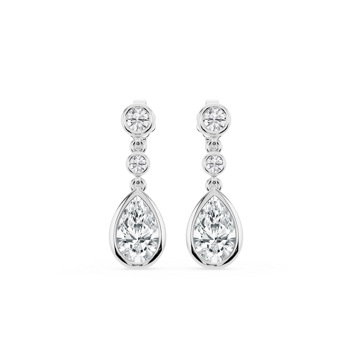 2 ¼ ctw Pear Lab Grown Diamond Three Stone Drop Earrings