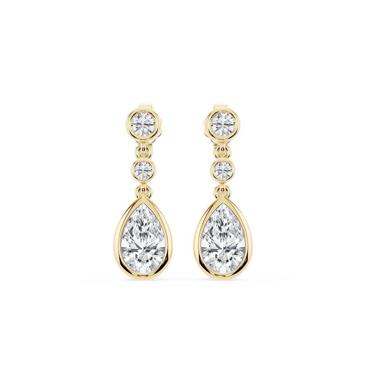 2 ¼ ctw Pear Lab Grown Diamond Three Stone Drop Earrings