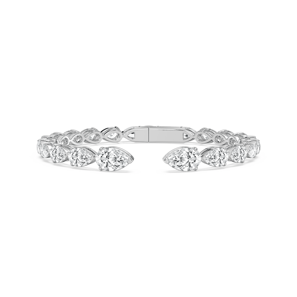 13 ⁷⁄₈ ctw Pear Lab Grown Diamond Graduated Cuff Bracelet  - 7 Inches