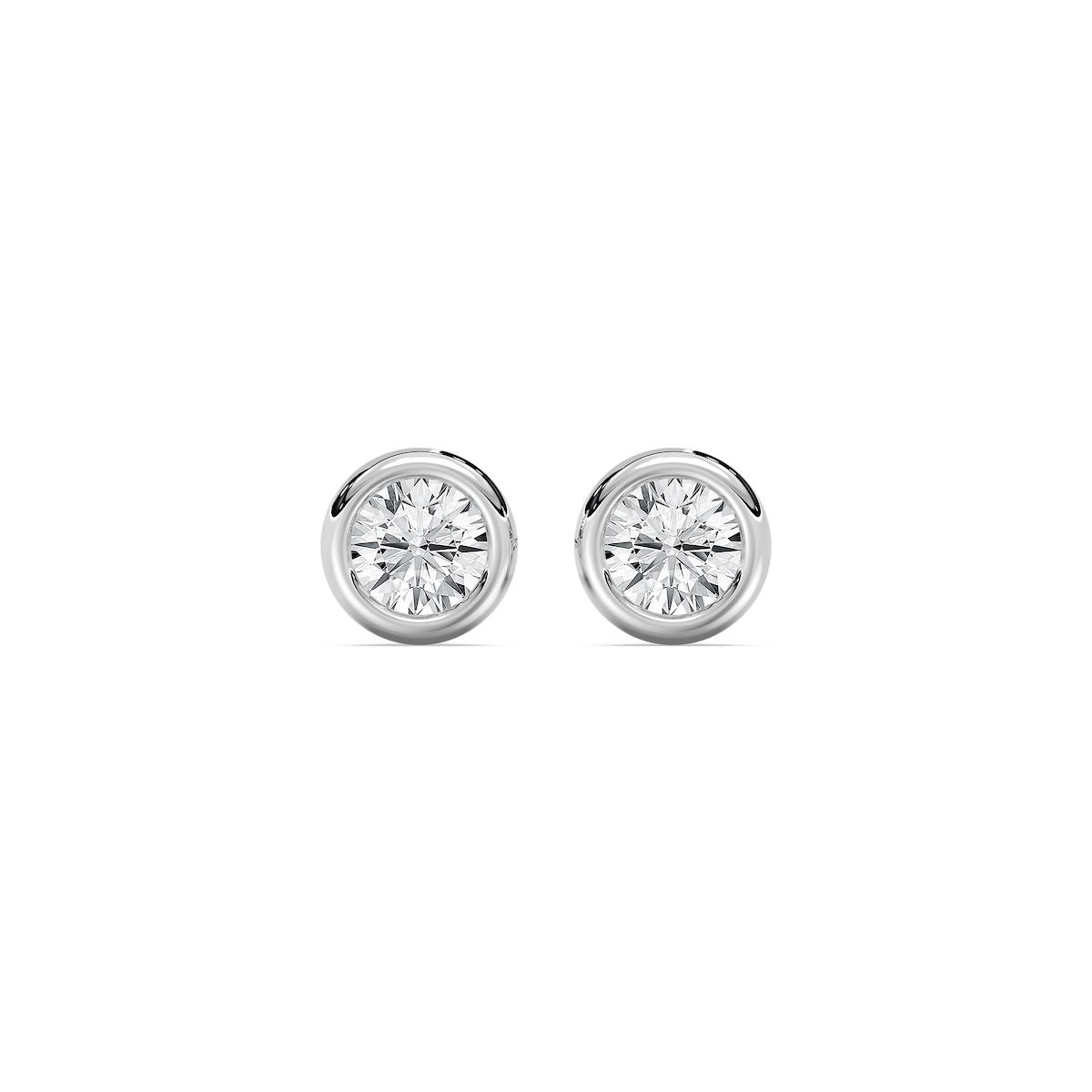 Round Lab Grown Diamond Petite Three Prong Martini Bezel Stud Earrings